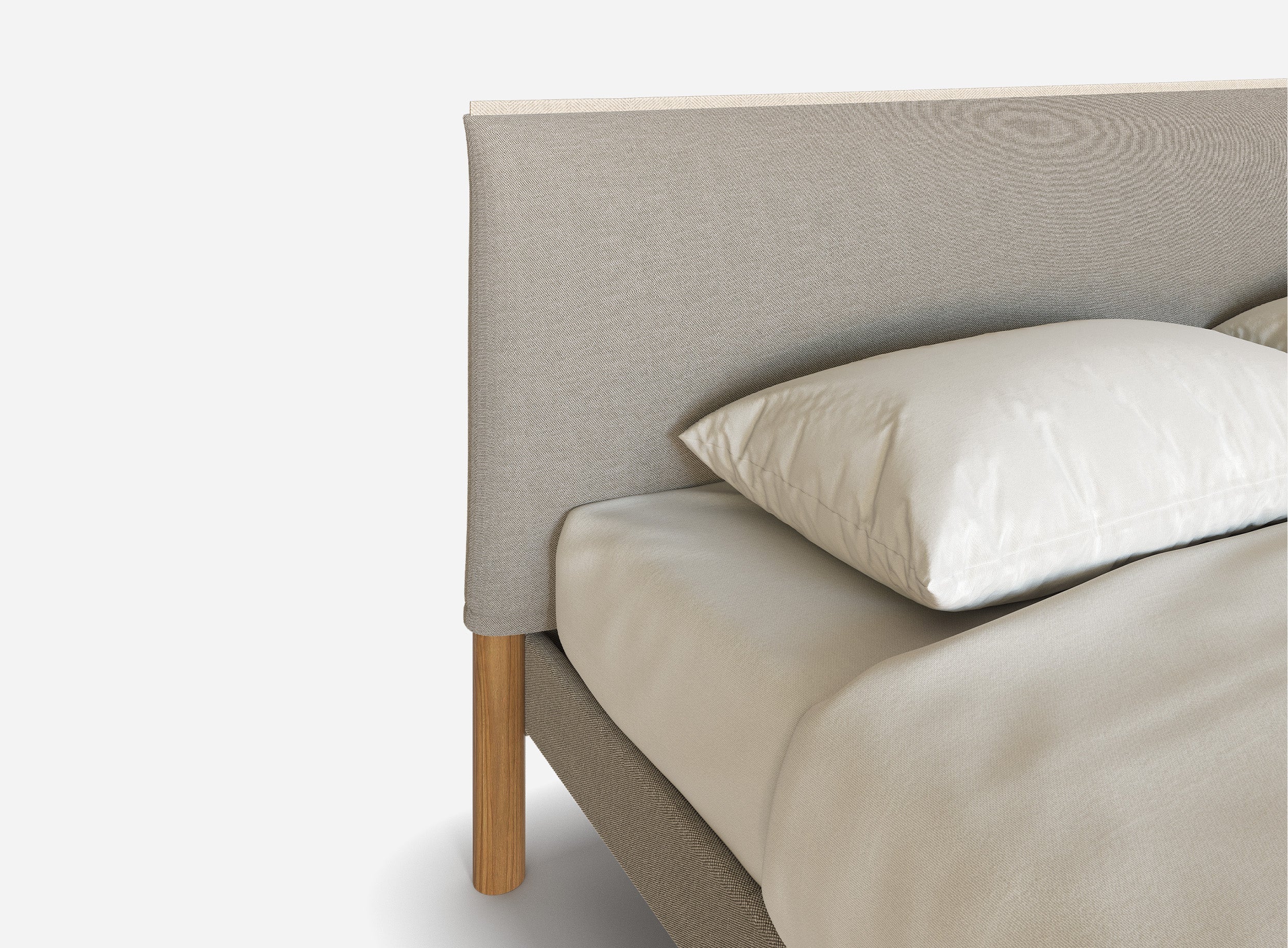 Cozy Bed | Double - Natural Linen Weave Frame | Natural Linen Weave Headboard