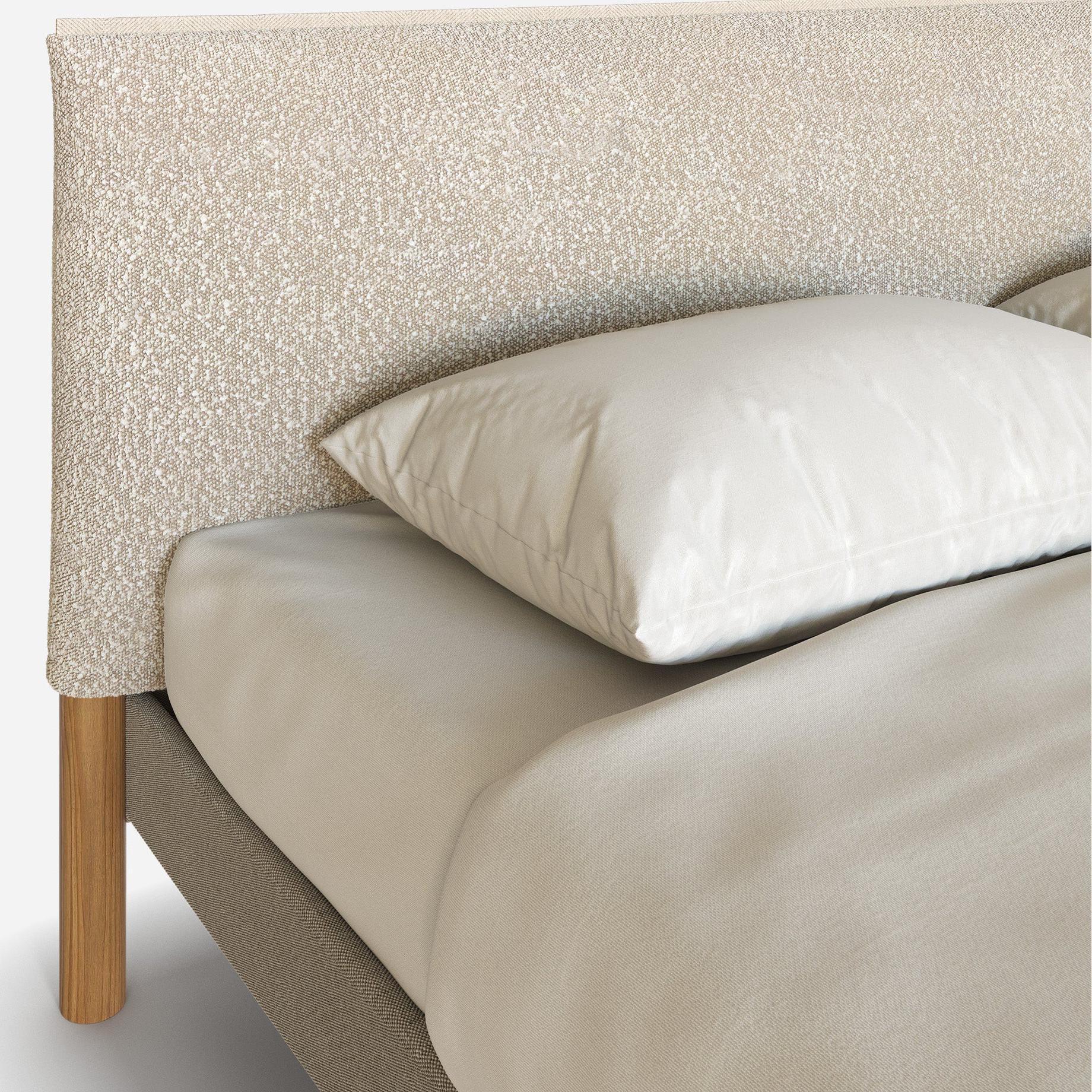 Cozy Bed | King - Natural Linen Weave Frame | Cream Fleece Headboard