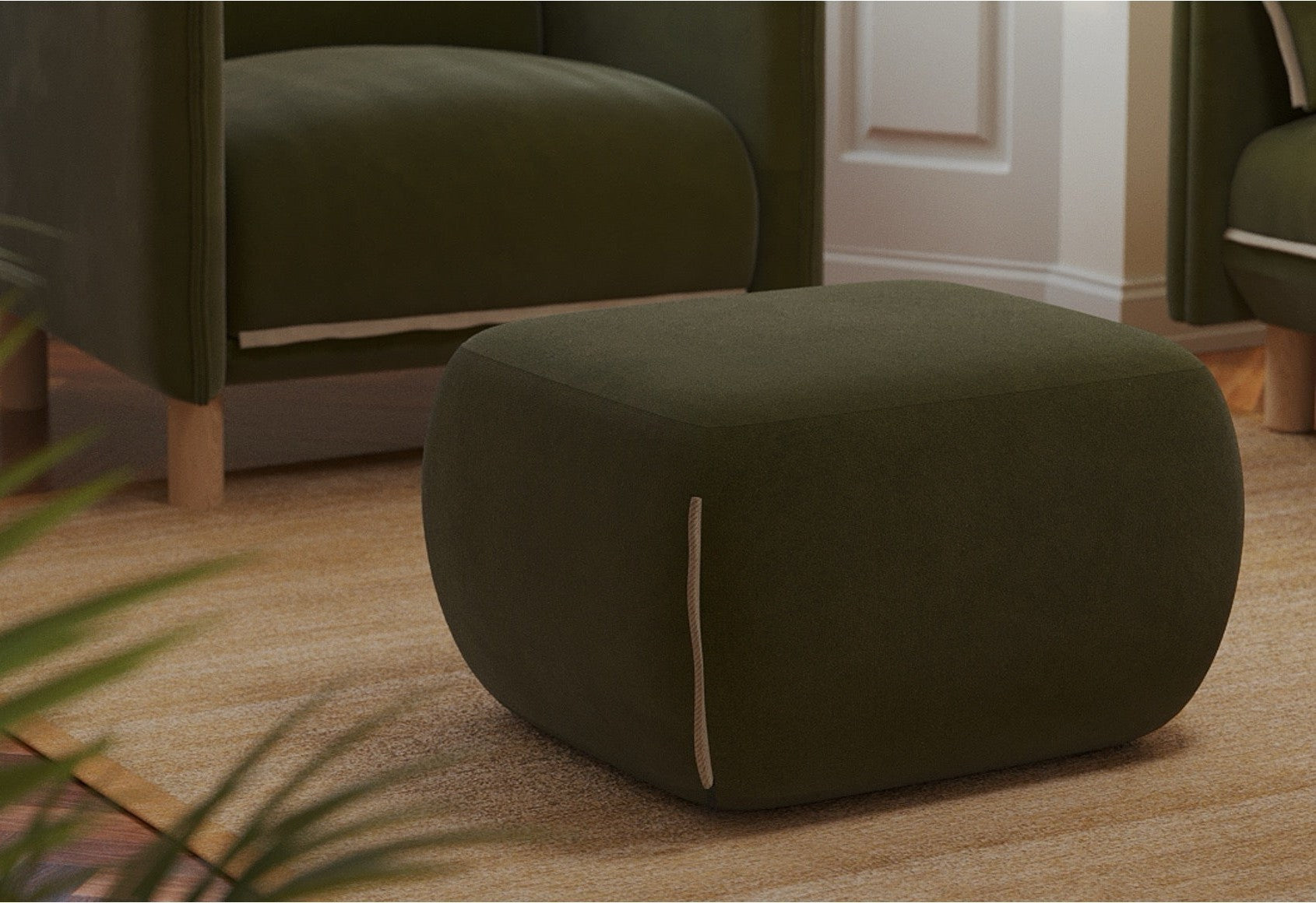 Cozy Pouffe | Dark Green Velvet