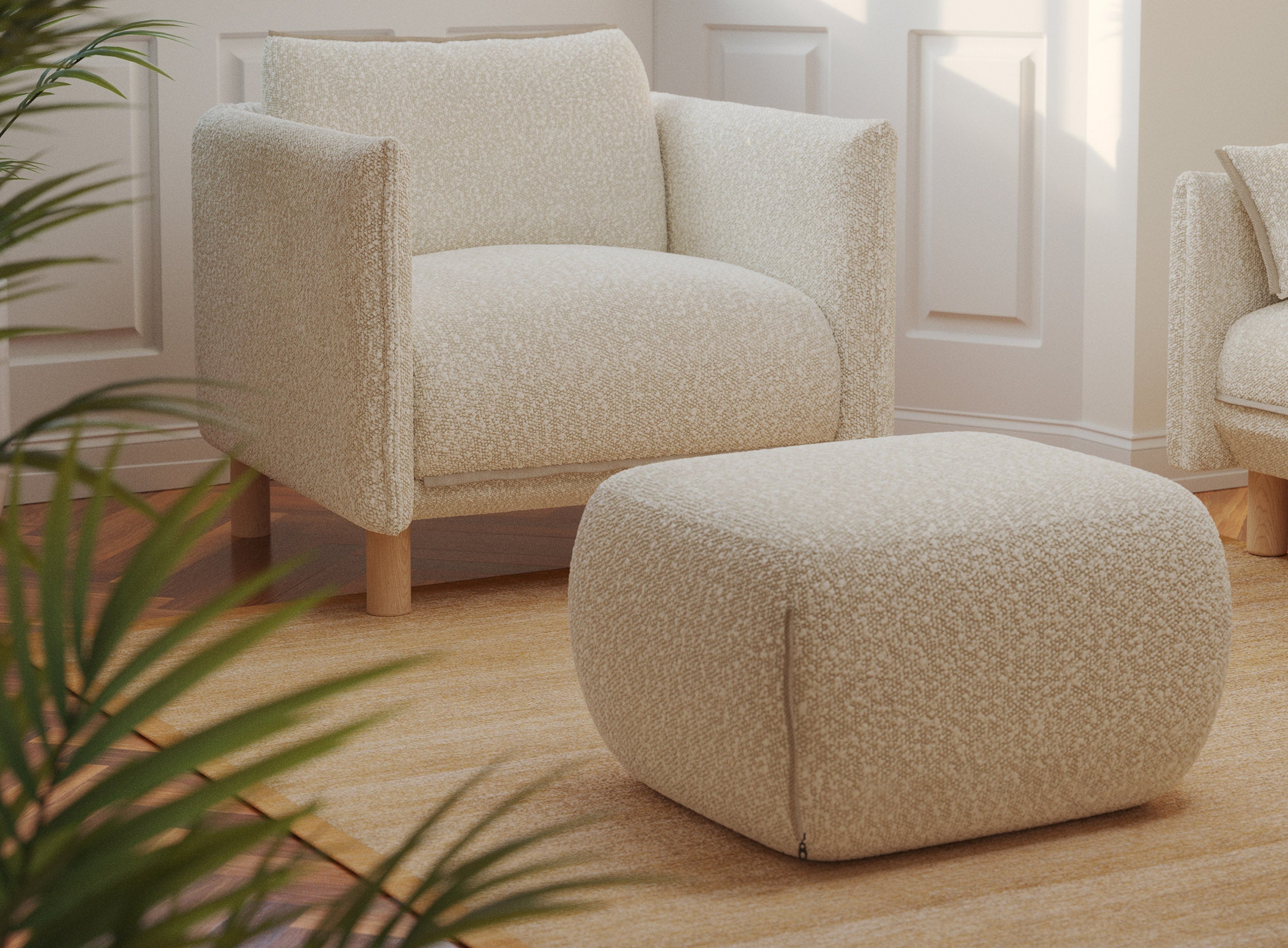 Cozy Pouffe | Ecru Boucle