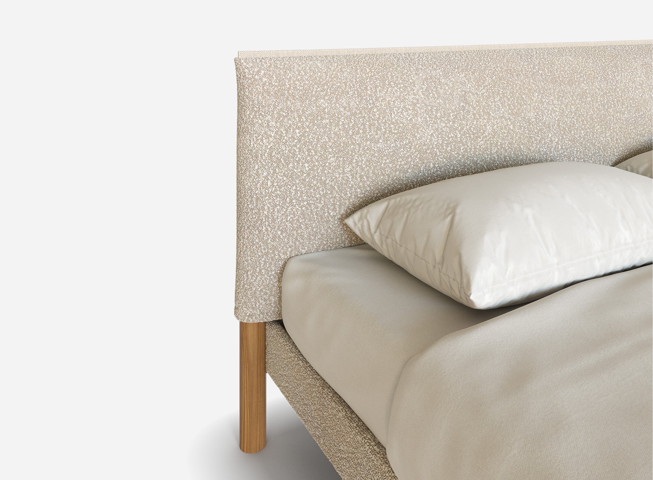 Cozy Bed | Double - Ecru Boucle Frame | Ecru Boucle Headboard