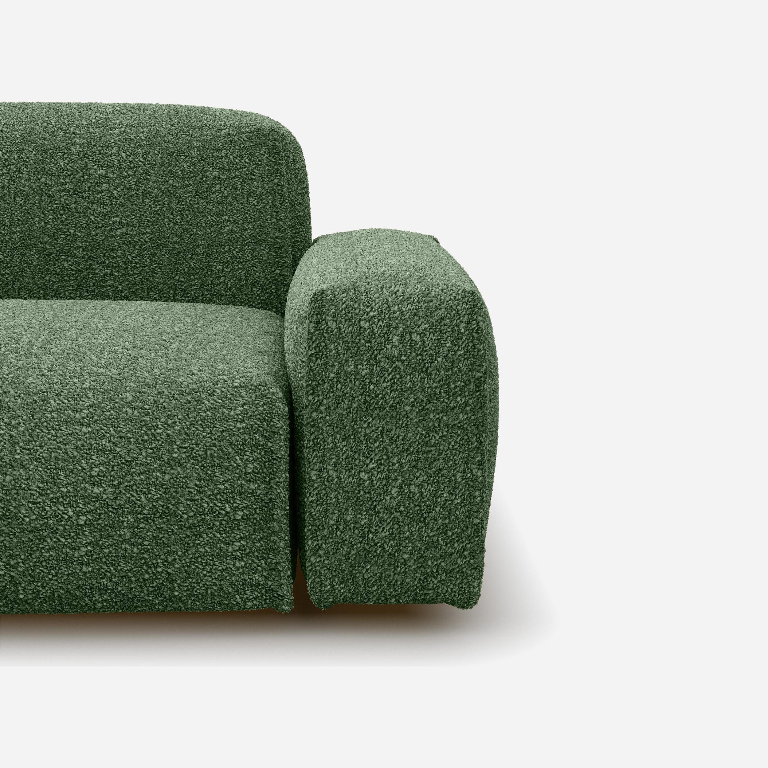 Float 3 Seater LH Chaise Sofa | Green Boucle