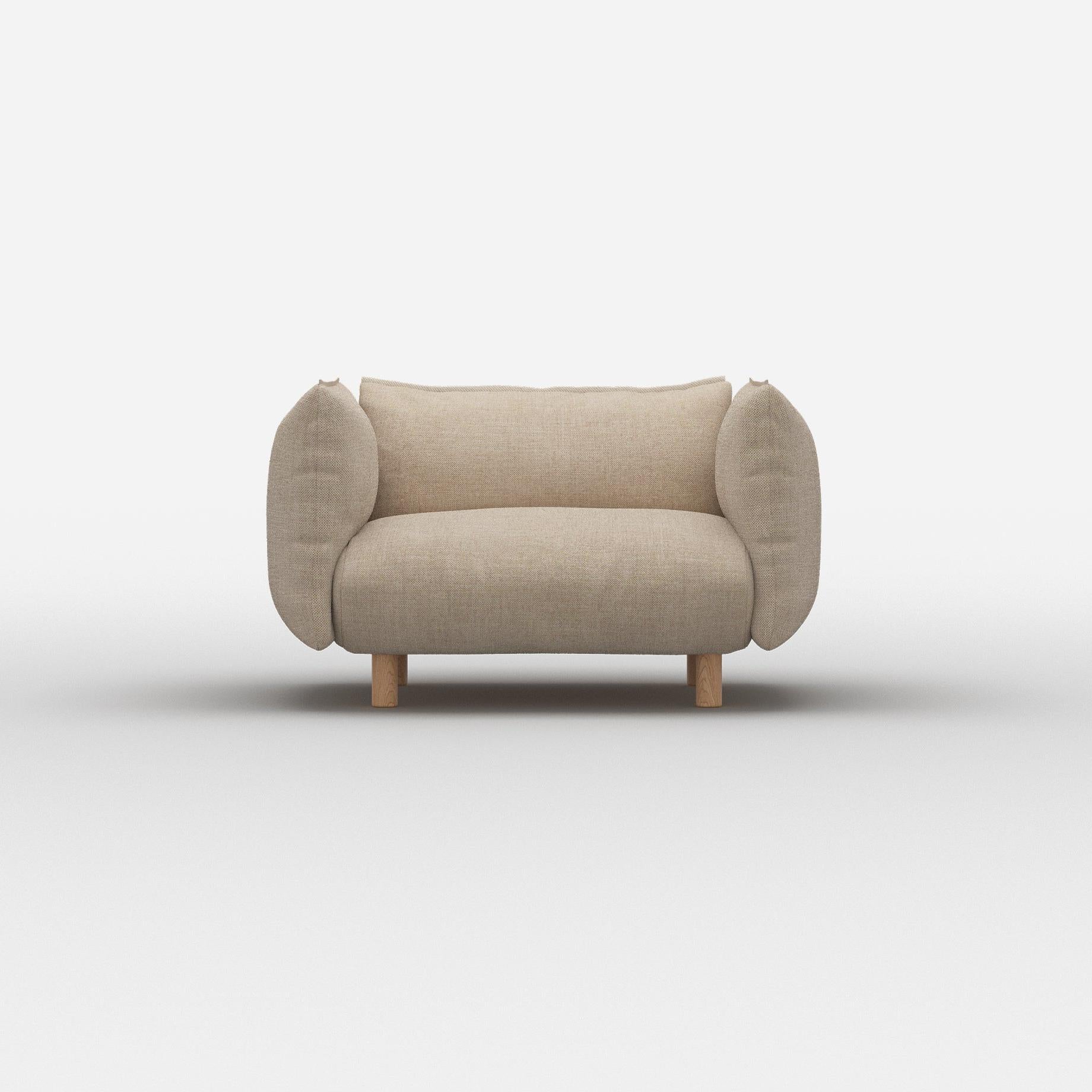 Pillow 1.5 Seater Sofa | Cream Textured Weave