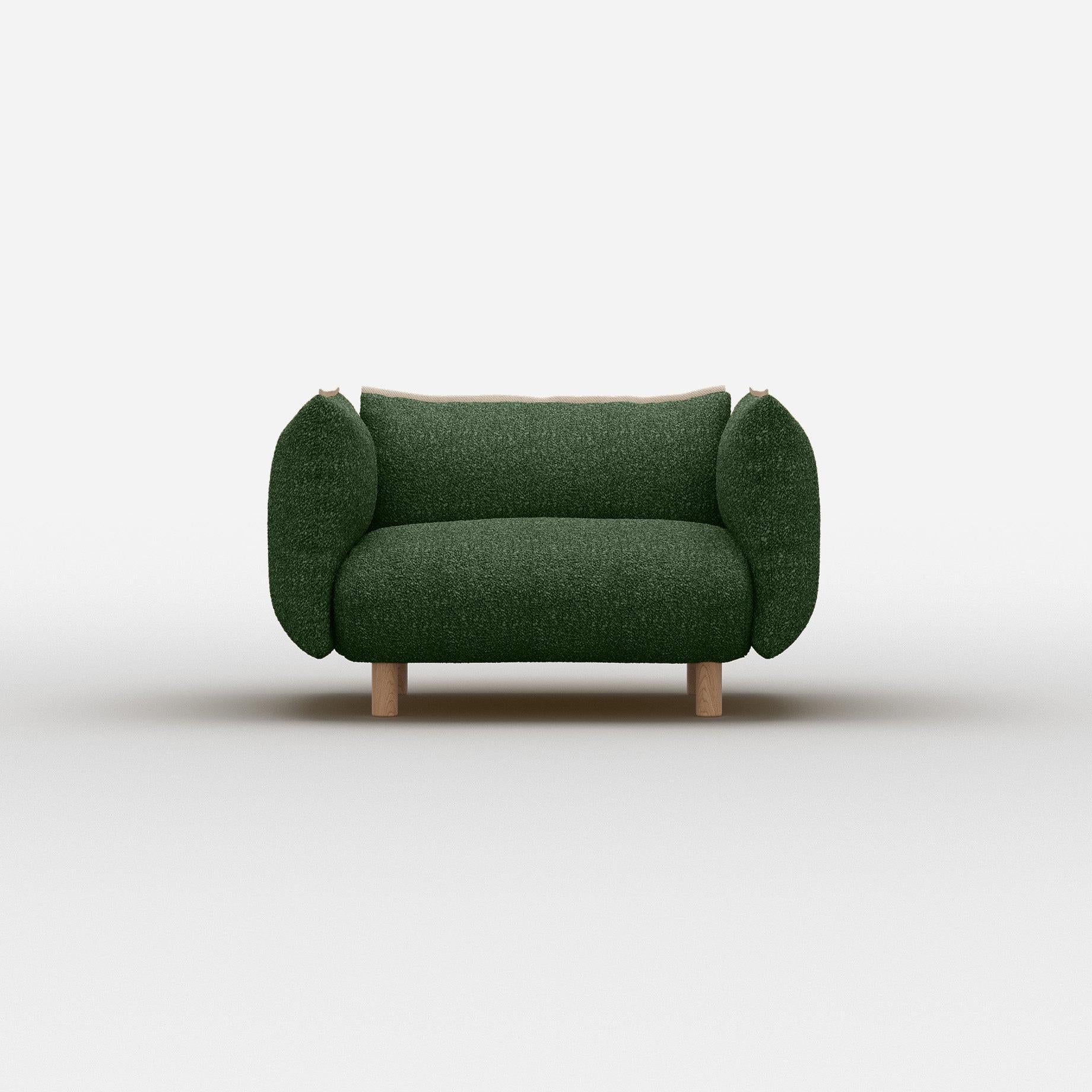 Pillow 1.5 Seater Sofa | Green Boucle