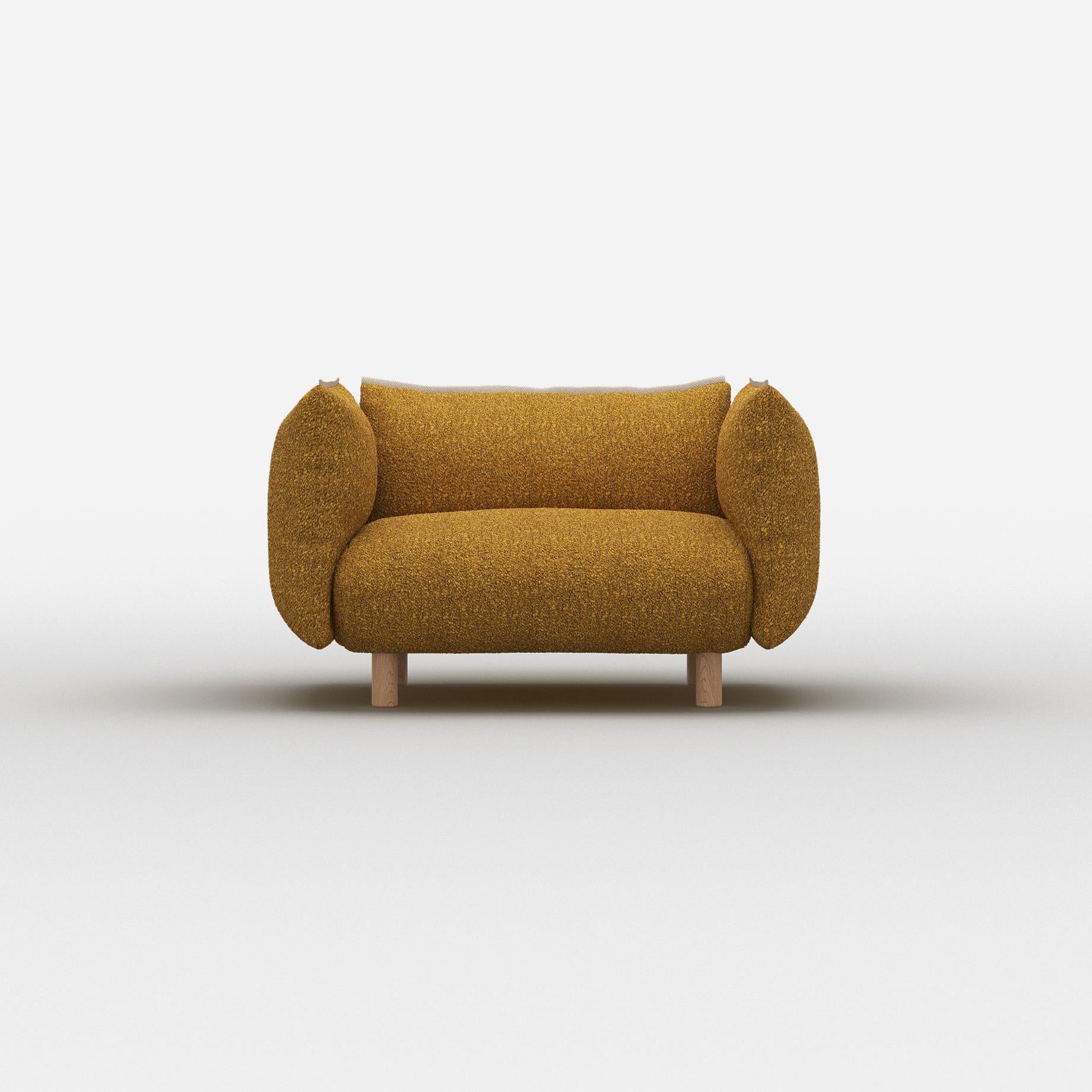 Pillow 1.5 Seater Sofa | Mustard Boucle