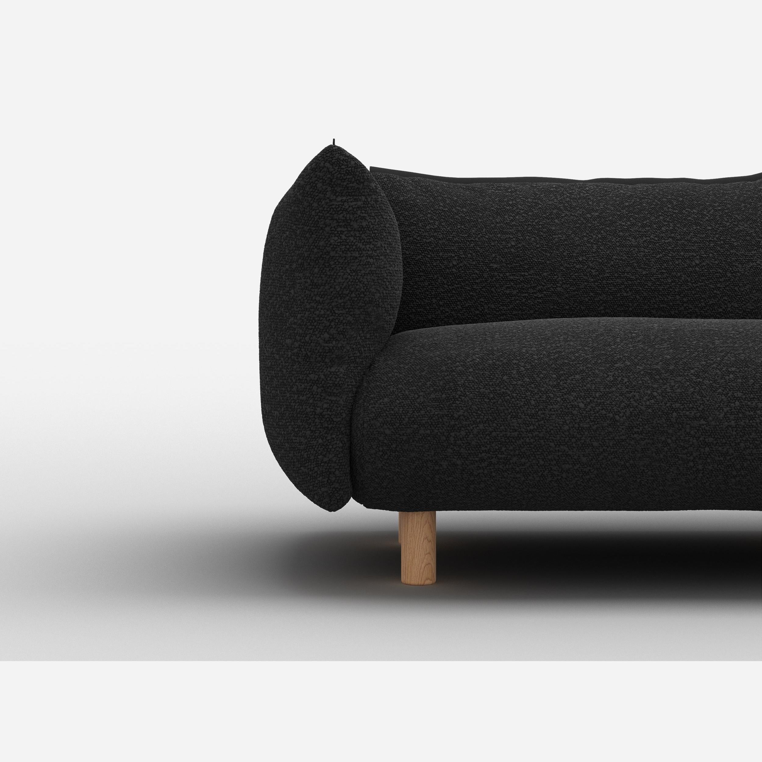 Pillow Extra Large Even-Sided Corner Sofa | Black Boucle