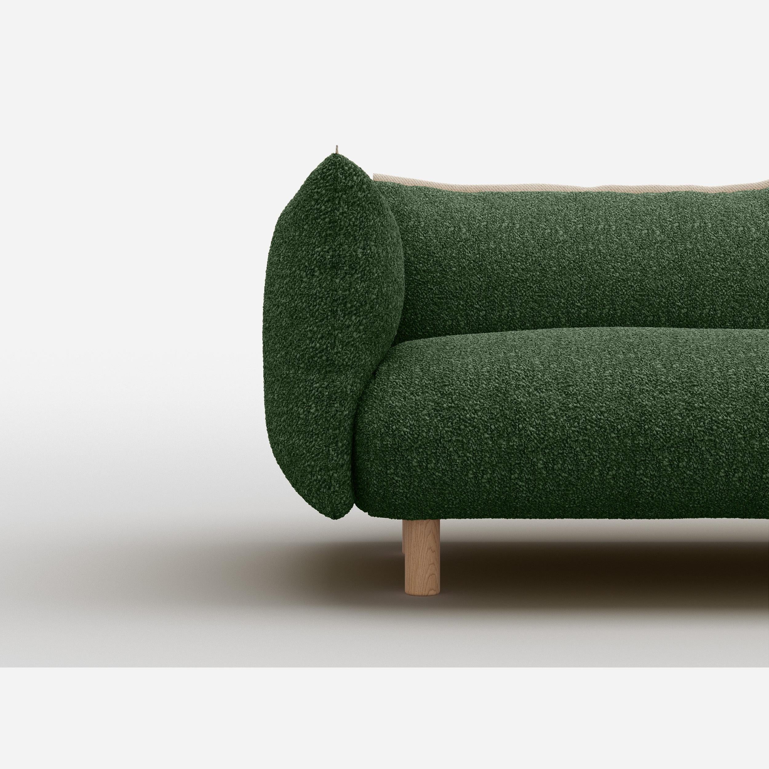 Pillow Extra Large Even-Sided Corner Sofa | Green Boucle