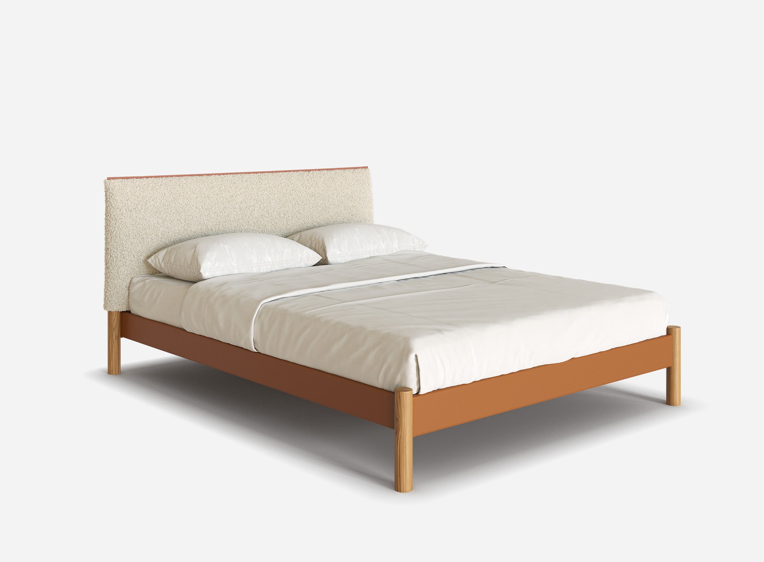 @ Tan Vegan Leather Frame | Cream Fleece Headboard