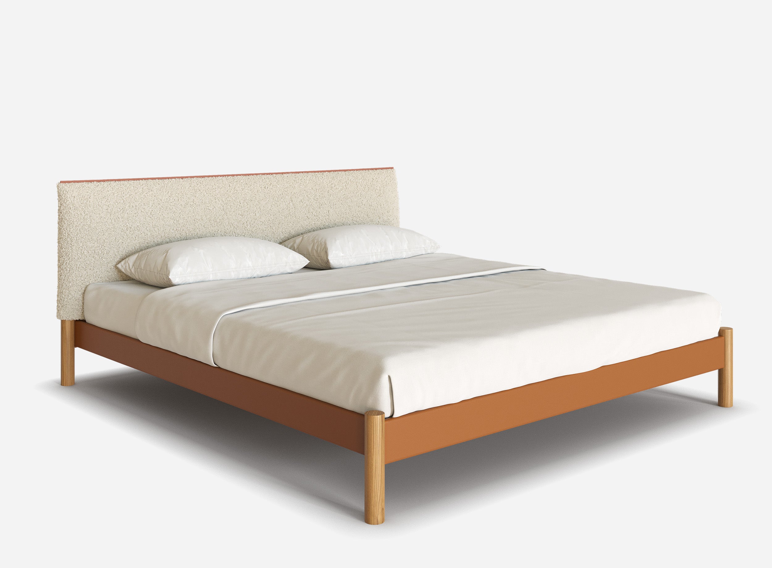 @ Tan Vegan Leather Frame | Cream Fleece Headboard