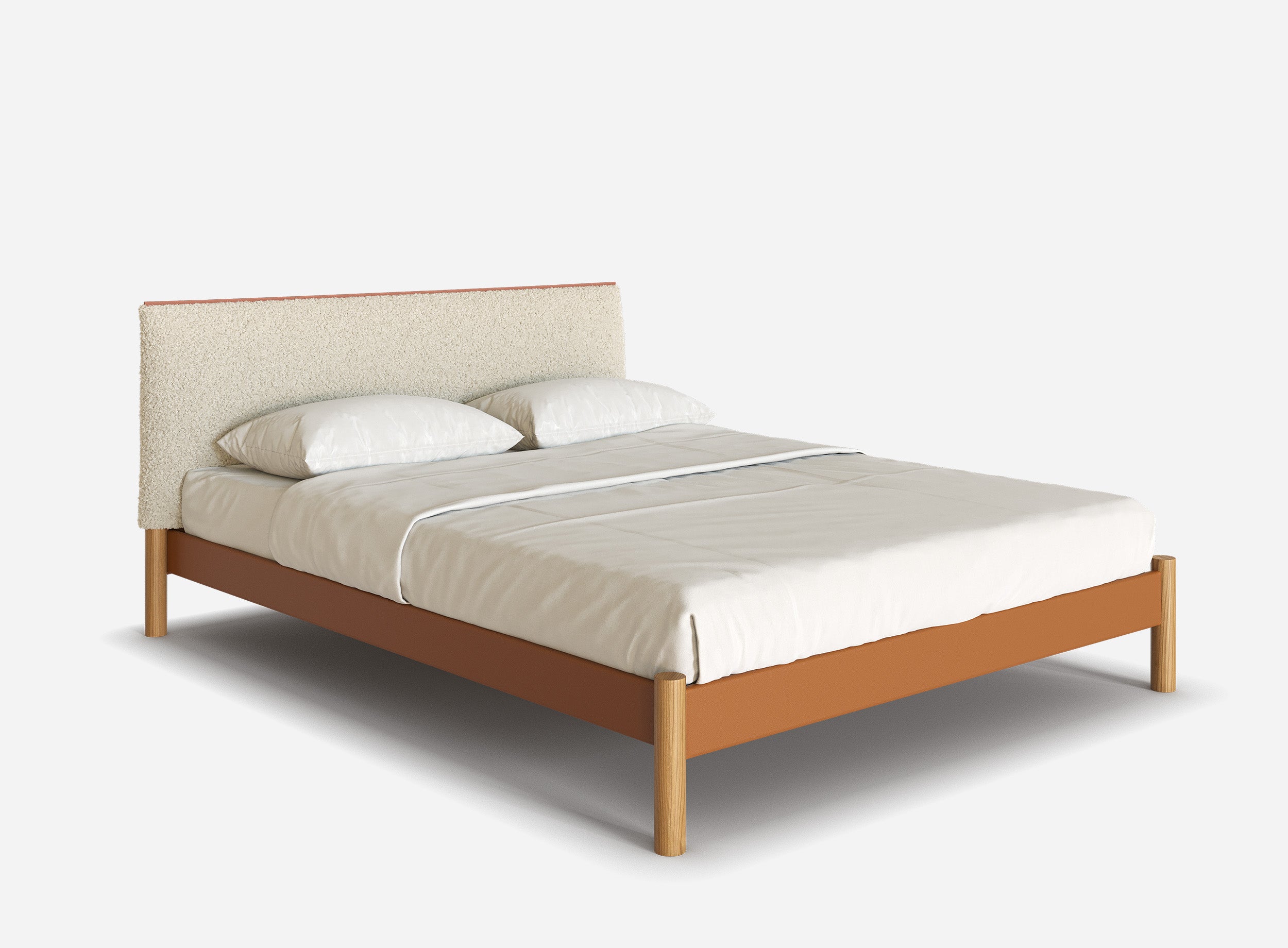 @ Tan Vegan Leather Frame | Cream Fleece Headboard