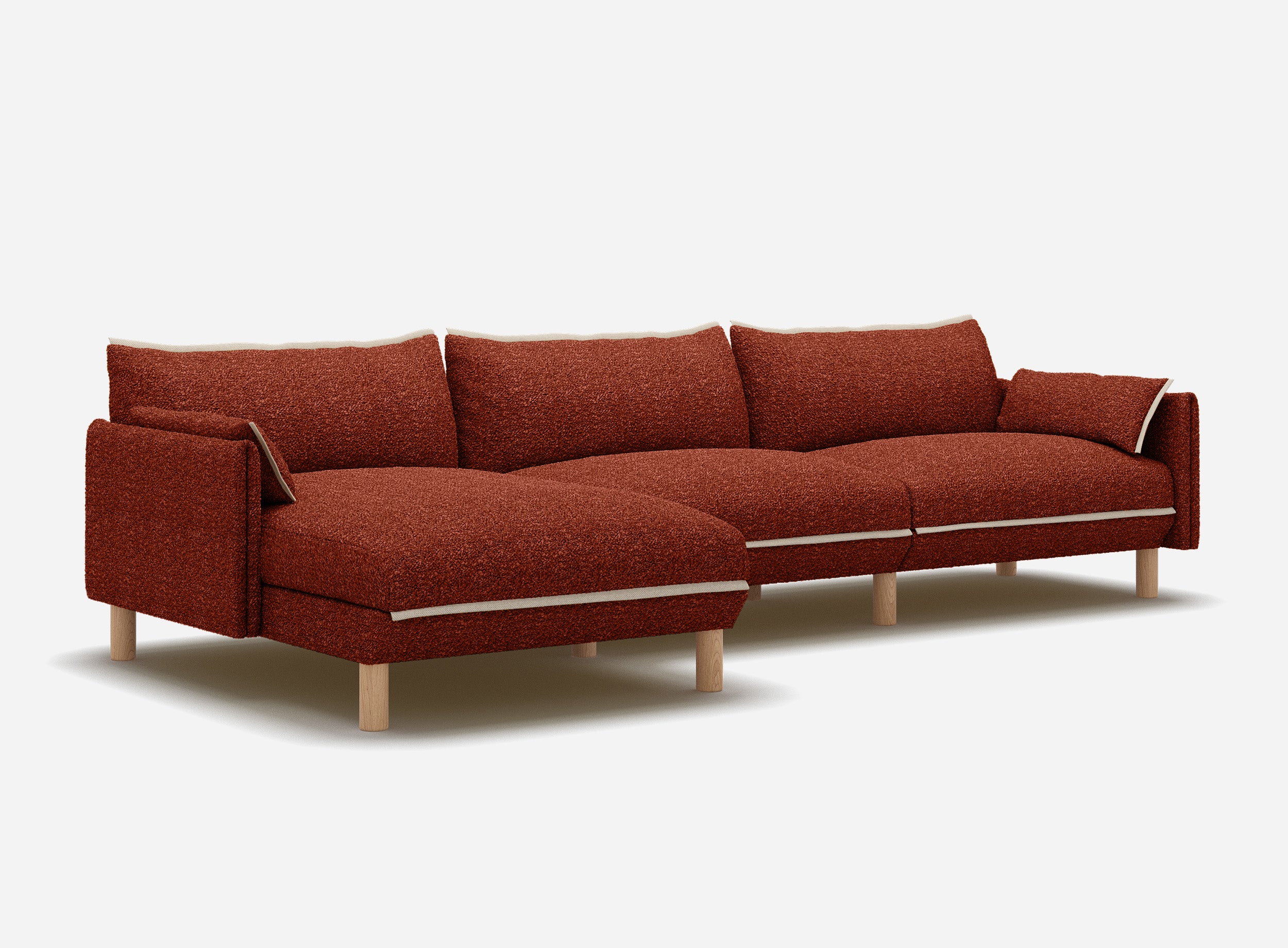 Cozy 5 Seater LH Chaise Sofa | Brick Boucle