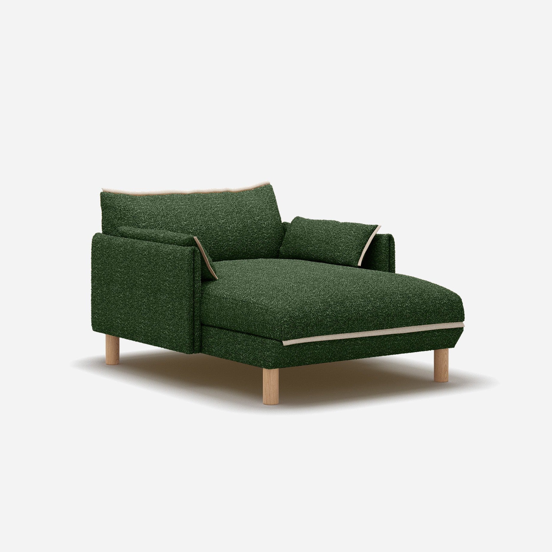 Cozy 1.5 Seater Chaise Sofa | Green Boucle