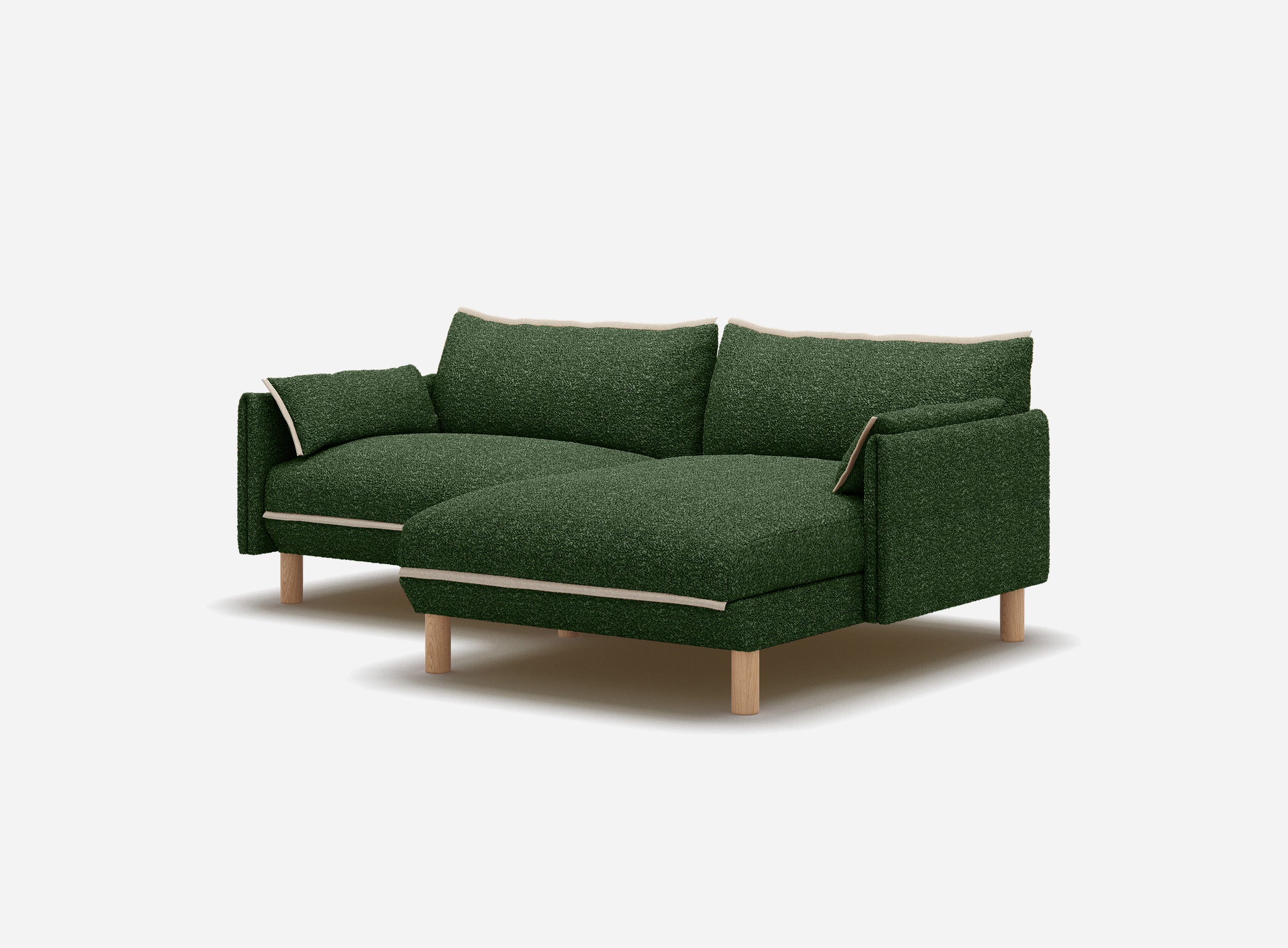 Cozy 3 Seater RH Chaise Sofa | Green Boucle