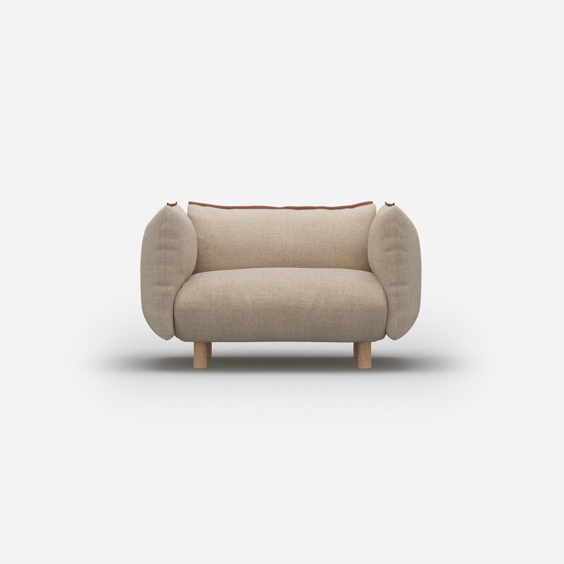 Pillow 1.5 Seater Sofa | Cream Textured Weave