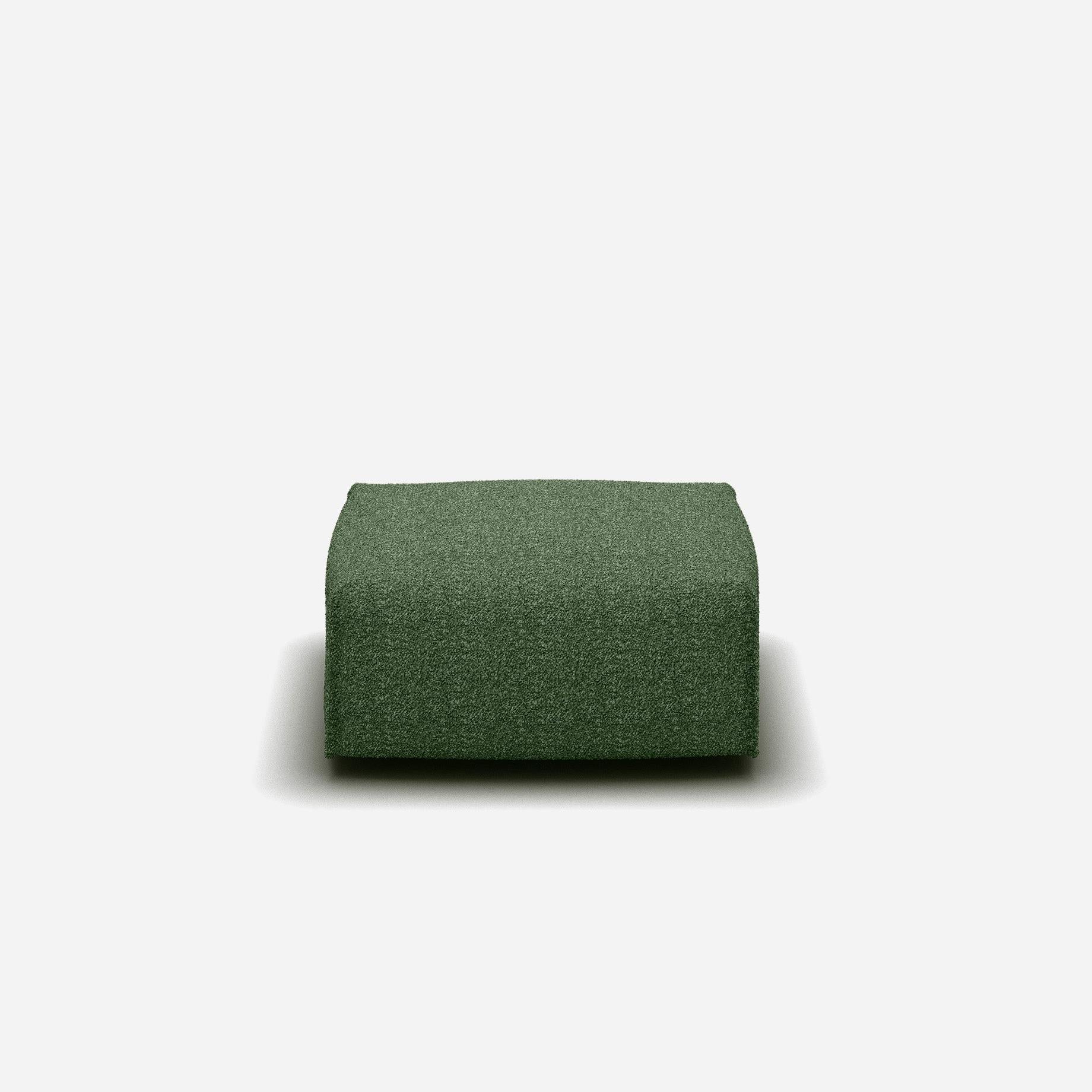 Float Square Ottoman | Green Boucle