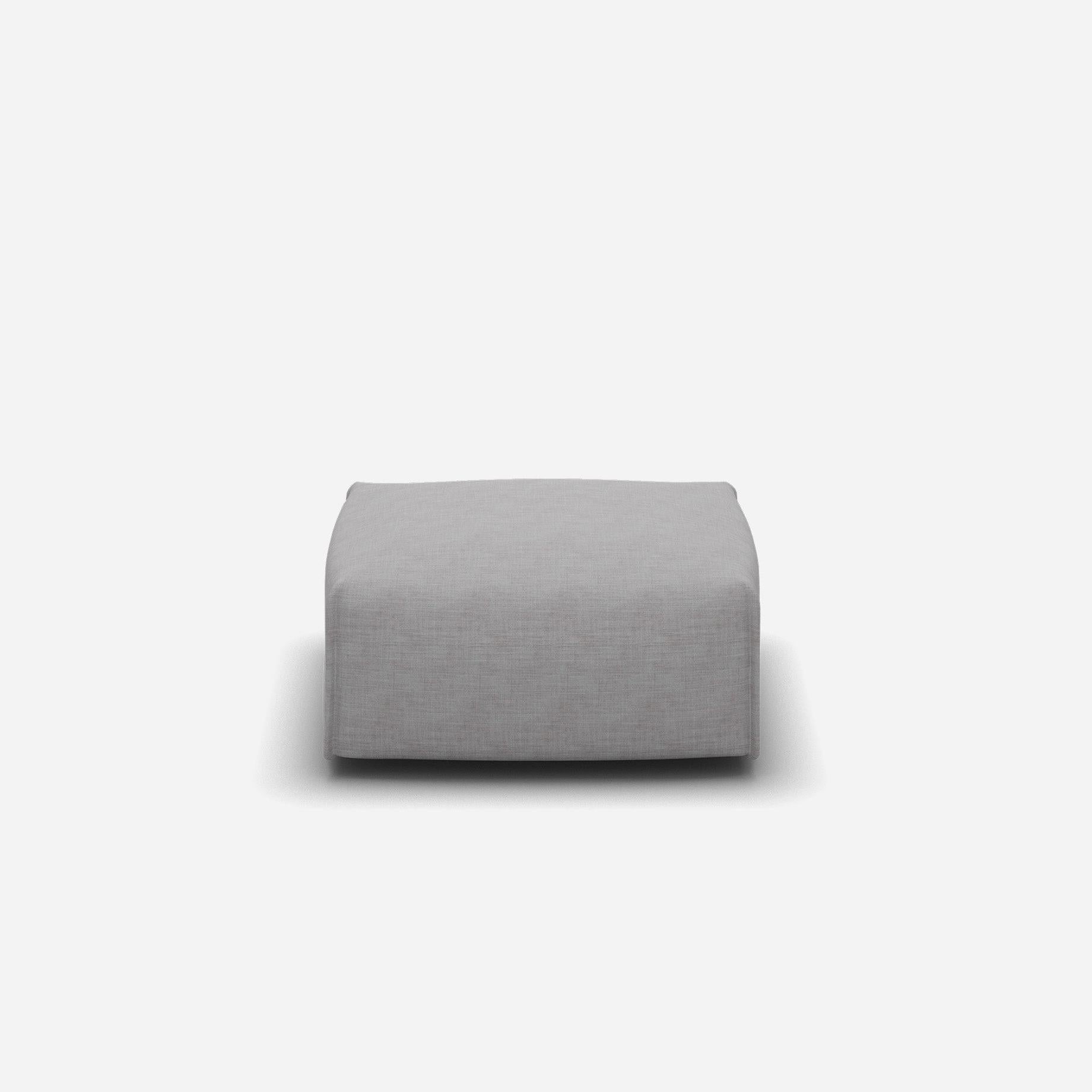 Float Square Ottoman | Light Grey Weave